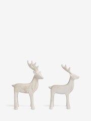 Set of 2 White Stag Ornaments - Image 6 of 7