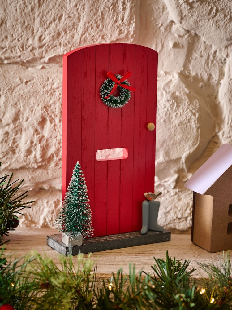 Multi Christmas Wooden Red Door Ornament - Image 1 of 6