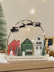 Red Light Up Christmas Wooden Scene - Image 1 of 7