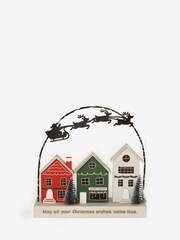 Red Light Up Christmas Wooden Scene - Image 5 of 7