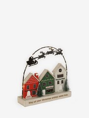 Red Light Up Christmas Wooden Scene - Image 6 of 7