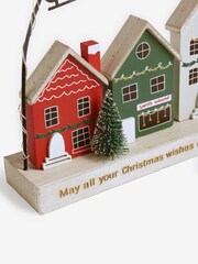 Red Light Up Christmas Wooden Scene - Image 7 of 7
