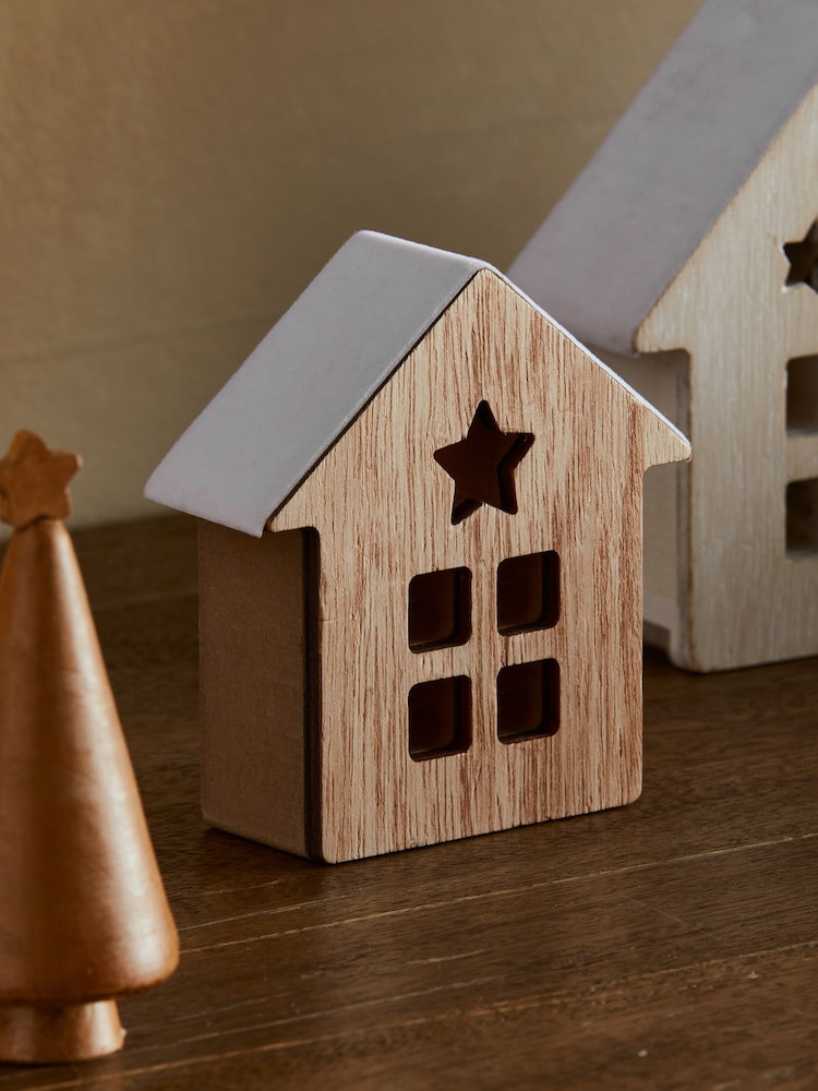 Natural Scandi Wooden Village Christmas Ornament - Image 2 of 4