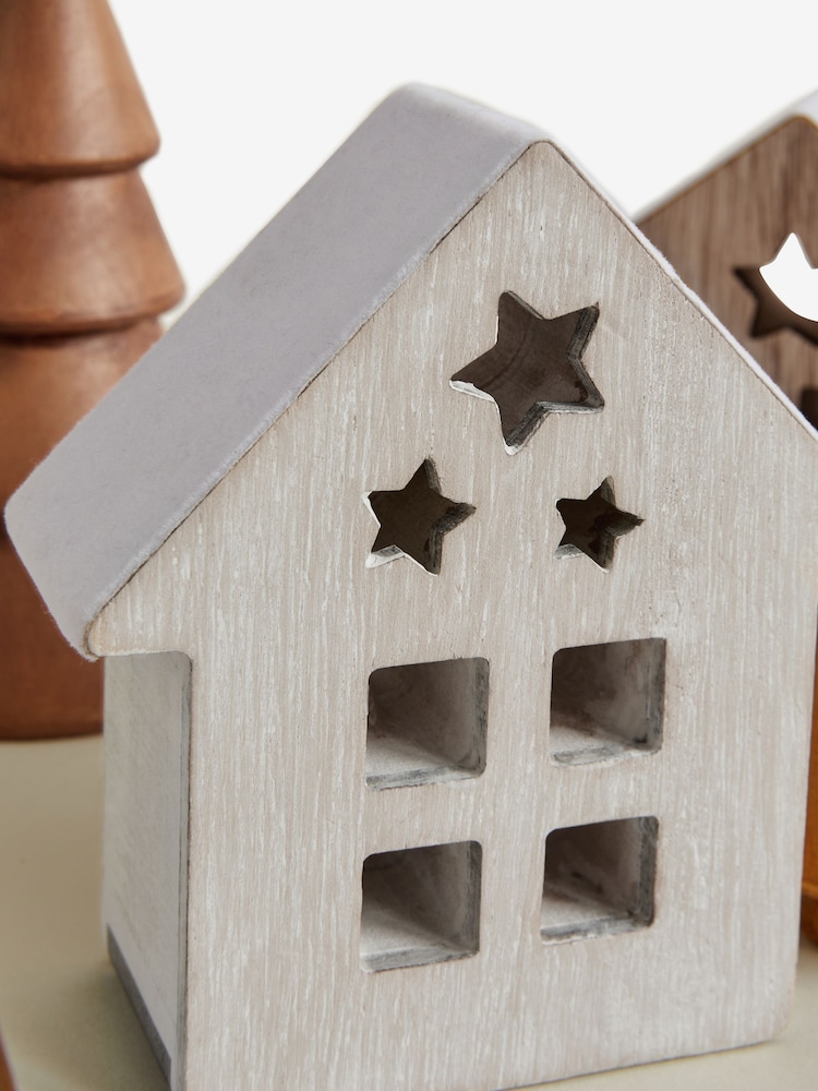 Natural Scandi Wooden Village Christmas Ornament - Image 4 of 4