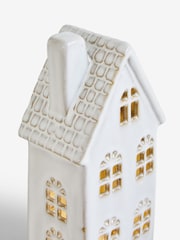Set of 3 White Light Up Ceramic House Ornaments - Image 6 of 6