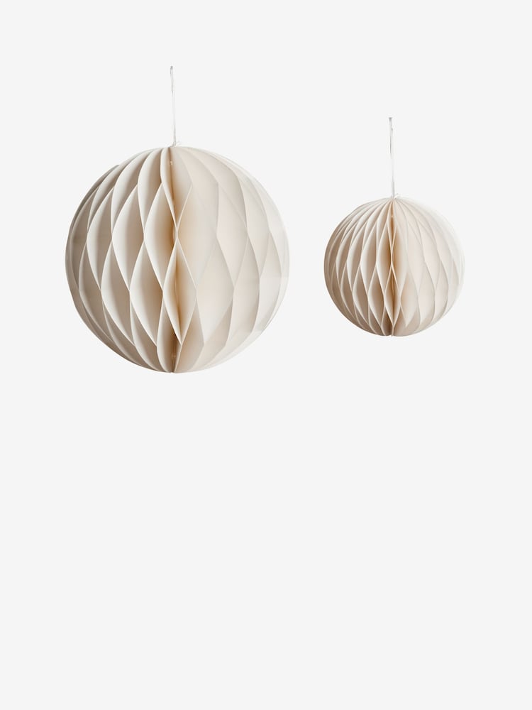 Set of 3 White Honeycomb Paper Christmas Decorations - Image 4 of 5