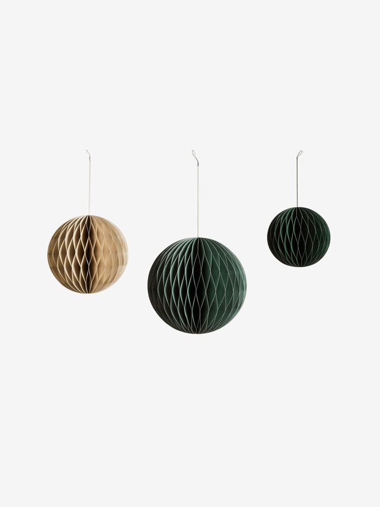 Set of 3 Natural Honeycomb Paper Christmas Decorations - Image 3 of 3