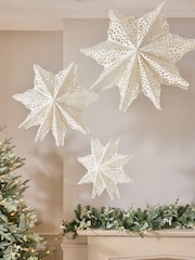 Set of 3 White Snowflake Paper Decorations - Image 1 of 4