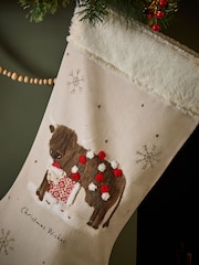 Natural Hamish the Highland Cow Embroidered Christmas Stocking - Image 2 of 5
