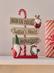 Red North Pole Christmas Santa Sign Ornament - Image 1 of 3