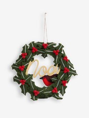 Green Noel Felt Christmas Wreath Decoration - Image 4 of 5