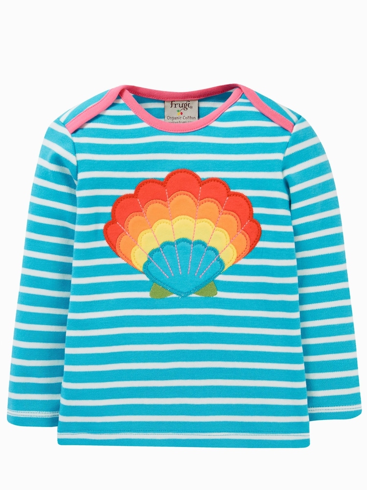 Frugi Blue Rainbow Shell Applique Top - Image 1 of 3