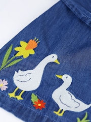 Frugi Blue Easter Duck Chambray 100% Cotton Dress - Image 4 of 5
