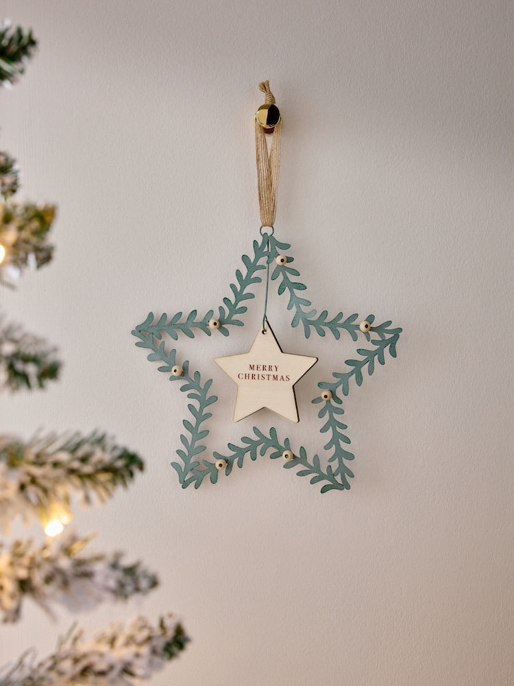 Green Star Merry Christmas Hanging Decoration - Image 1 of 4