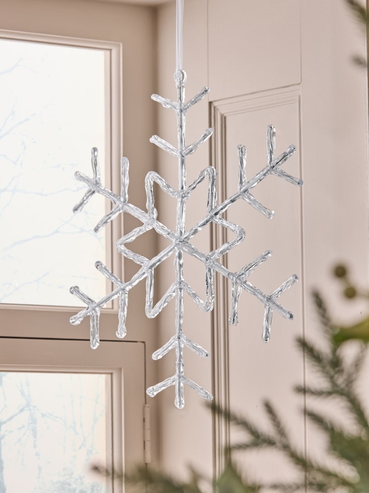 Silver Hanging Snowflake Christmas Decoration - Image 1 of 4