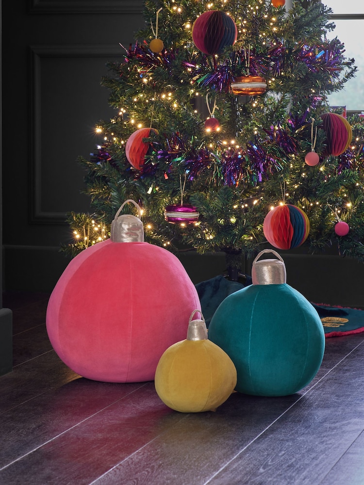 Multi XL Bright Fabric Bauble Christmas Decoration - Image 1 of 4