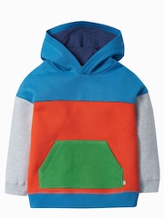 Frugi Blue Organic Cotton Bowen Colour Block Hoodie - Image 3 of 6