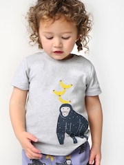 Frugi Grey Gorilla Applique Short-Sleeve T-Shirt - Image 1 of 3