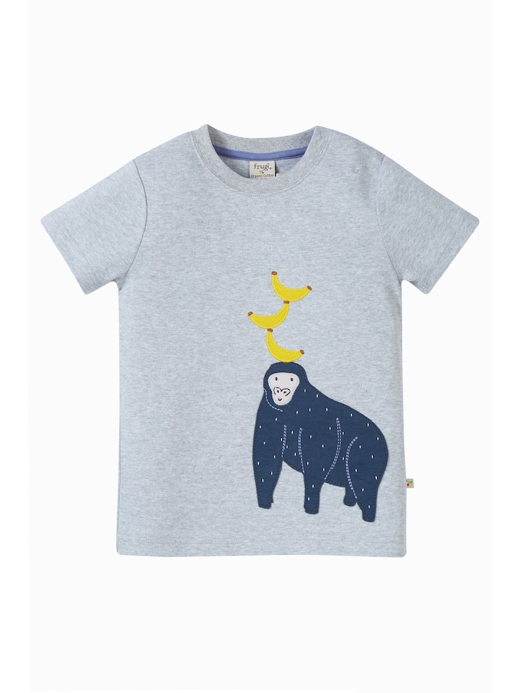 Frugi Grey Gorilla Applique Short-Sleeve T-Shirt - Image 2 of 3 Frugi Grey Gorilla Applique Short-Sleeve T-Shirt - Image 2 of 3
