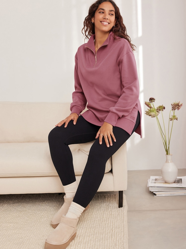 Bath & Body Works Mauve Quarter Zip Sweatshirt - Image 1 of 9
