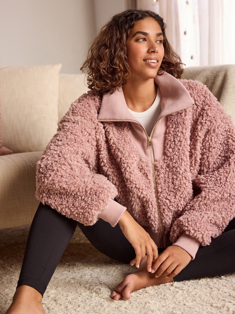 Bath & Body Works Pink Borg Zip Up Jacket - Image 1 of 7