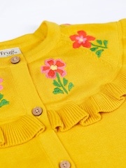 Frugi Yellow Flower Detail Ruffle Cardigan - Image 3 of 5
