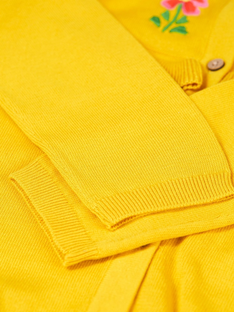 Frugi Yellow Flower Detail Ruffle Cardigan - Image 5 of 5 Frugi Yellow Flower Detail Ruffle Cardigan - Image 5 of 5