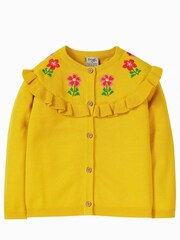 Frugi Yellow Flower Detail Ruffle Cardigan - Image 6 of 6
