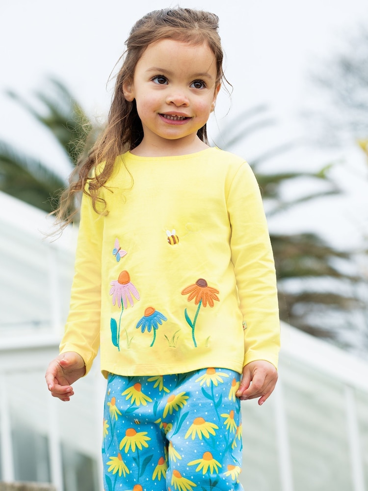 Frugi Yellow Flower Applique Long Sleeve Top - Image 1 of 4 Frugi Yellow Flower Applique Long Sleeve Top - Image 1 of 4