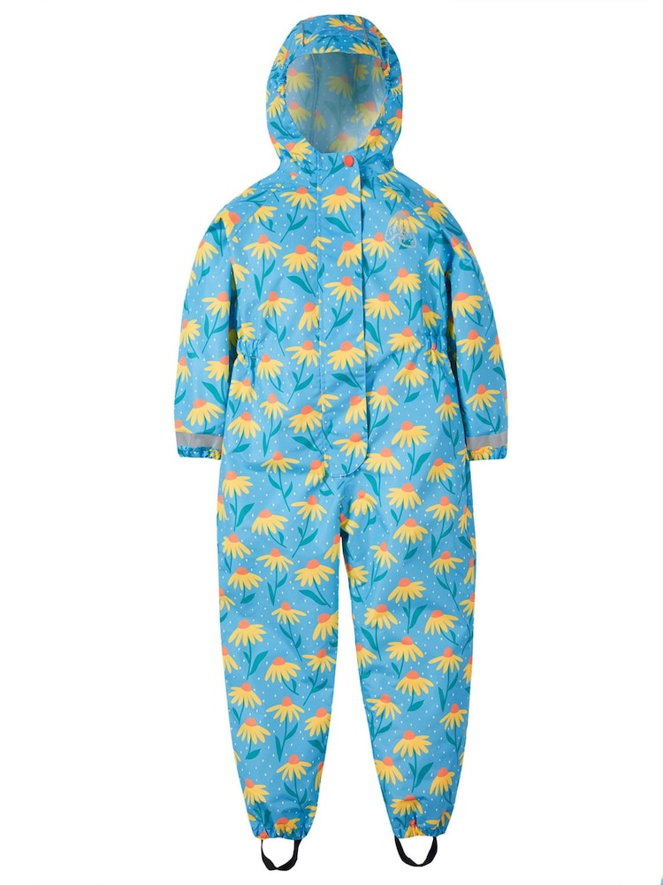 Frugi Blue Waterproof Flower Print Rain or Shine Suit - Image 2 of 6