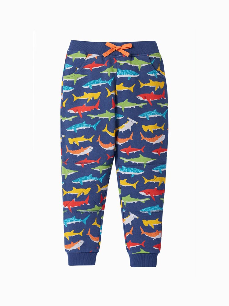 بنطلون رياضي مريح قطن عضوي أزرق طباعة قرش من Frugi - صورة 1 من 3