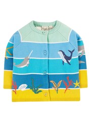 Frugi Blue Underwater Sea Scene Knitted Cardigan - Image 1 of 5