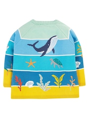 Frugi Blue Underwater Sea Scene Knitted Cardigan - Image 2 of 5