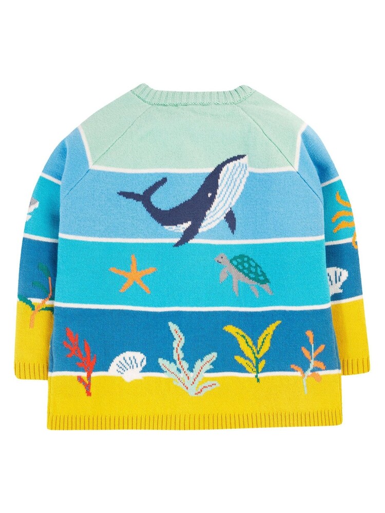 Frugi Blue Underwater Sea Scene Knitted Cardigan - Image 2 of 5