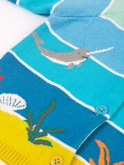 Frugi Blue Underwater Sea Scene Knitted Cardigan - Image 5 of 5
