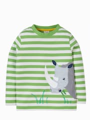 Frugi Green Stripe Rhino Long Sleeve Top - Image 2 of 4