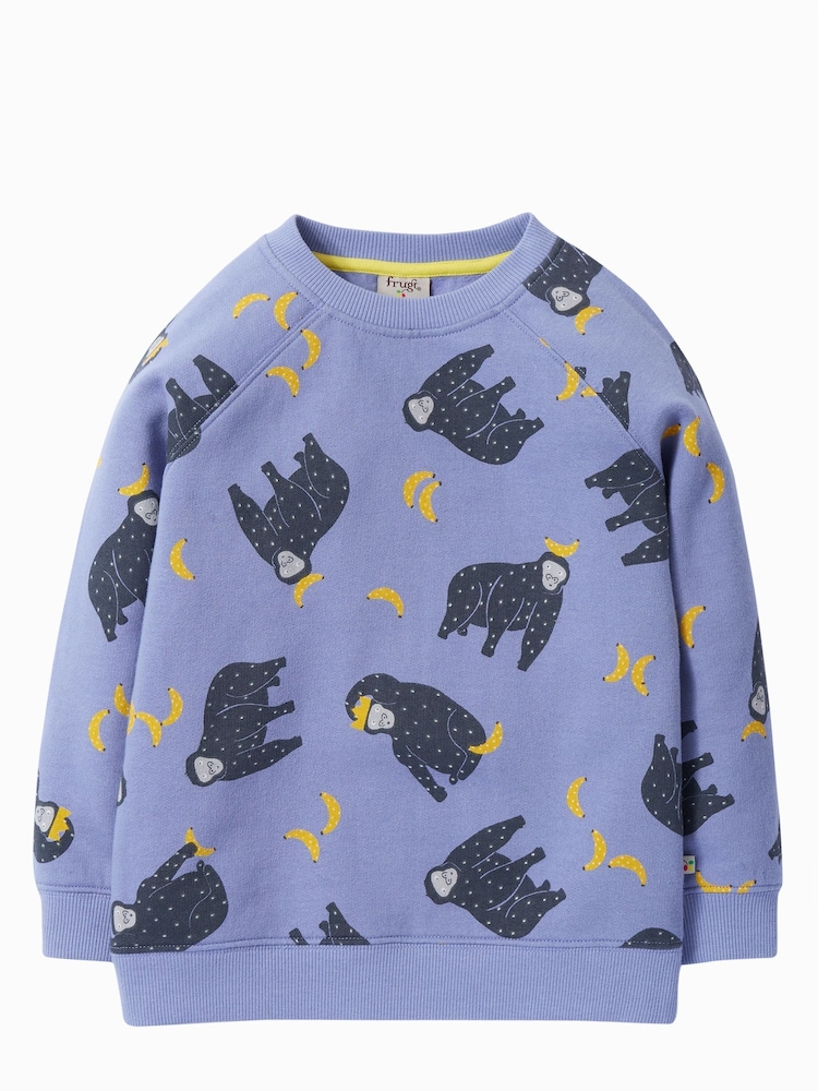 Frugi Purple Organic Cotton Gorilla Print Sweat Top - Image 2 of 4