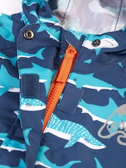 Frugi Blue Waterproof Tropical Sea Print Rain or Shine Suit - Image 5 of 6