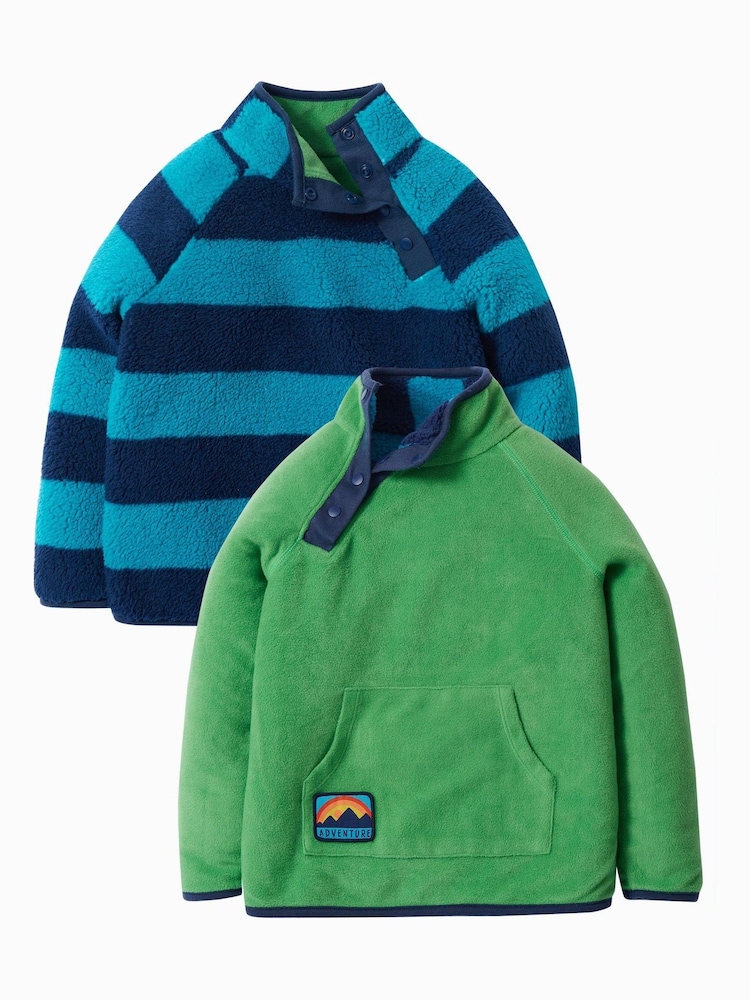 Frugi Blue Stripe Reversible Snuggle Fleece - Image 1 of 5