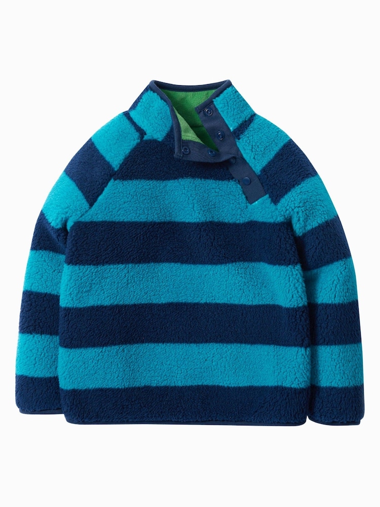 Frugi Blue Stripe Reversible Snuggle Fleece - Image 2 of 5