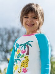 Frugi Organic Cotton Jungle Print Long Sleeve Raglan White Top - Image 1 of 5