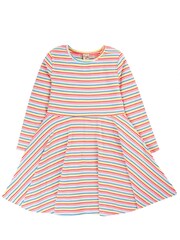 Frugi Multi Rainbow Stripe Short Sleeve Rib Skater Dress - Image 2 of 4