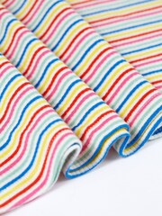 Frugi Multi Rainbow Stripe Short Sleeve Rib Skater Dress - Image 3 of 4