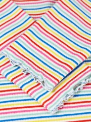 Frugi Multi Rainbow Stripe Short Sleeve Rib Skater Dress - Image 4 of 4