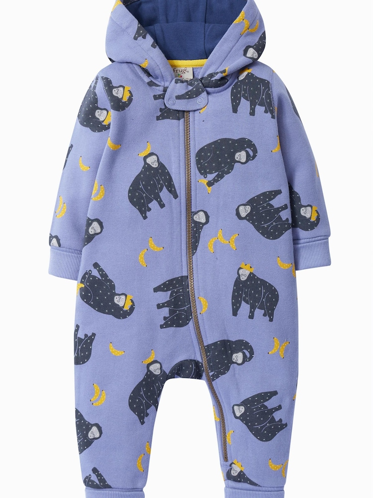 Frugi Purple Organic Cotton Gorilla Print All-In-One - Image 1 of 4