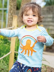 Frugi Blue Stripe Octopus Applique Top - Image 1 of 4