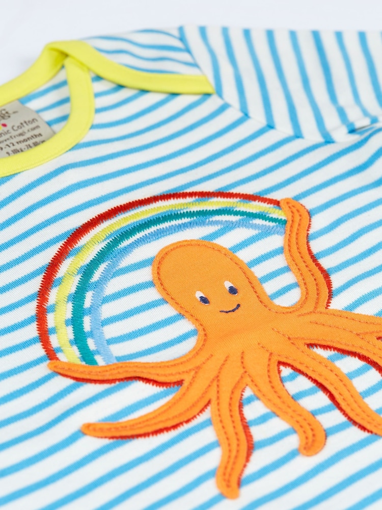 Frugi Blue Stripe Octopus Applique Top - Image 4 of 4