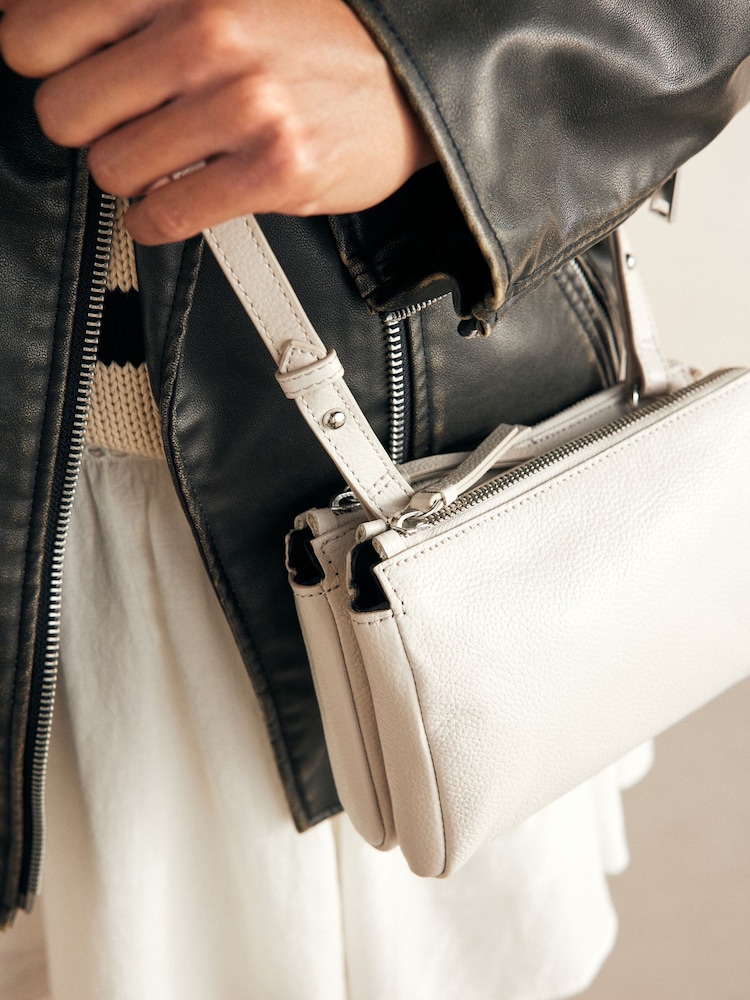 Bone Small Leather Zip Cross-Body Bag - Image 2 of 9