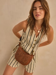 Tan Brown Cross-Body Saddle Bag - Image 3 of 13