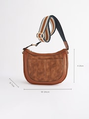 Tan Brown Cross-Body Saddle Bag - Image 4 of 13
